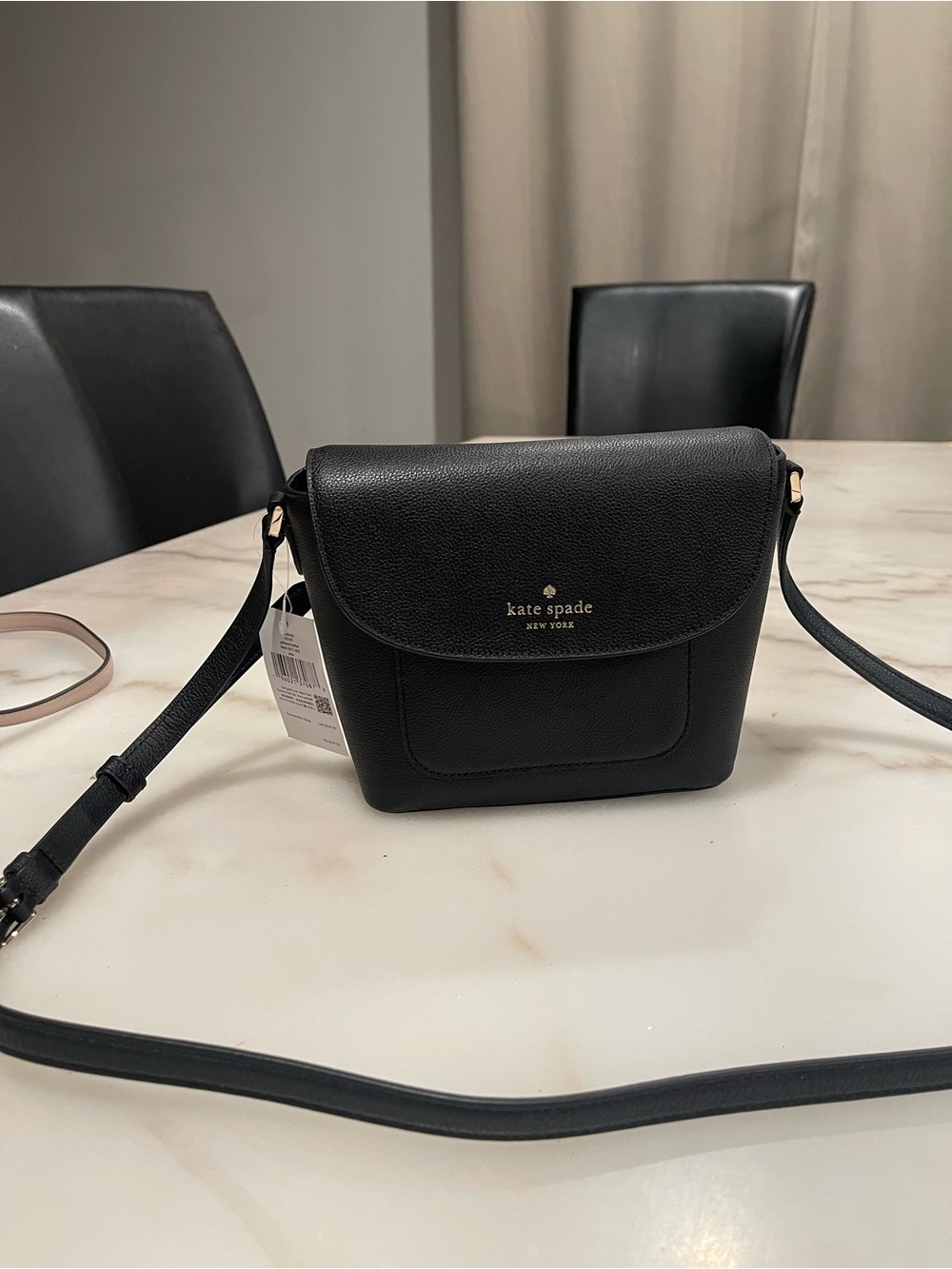 kate spade Black Pebbled Leather Crossbody Bag with Gold Logo - Picture 3 of 7